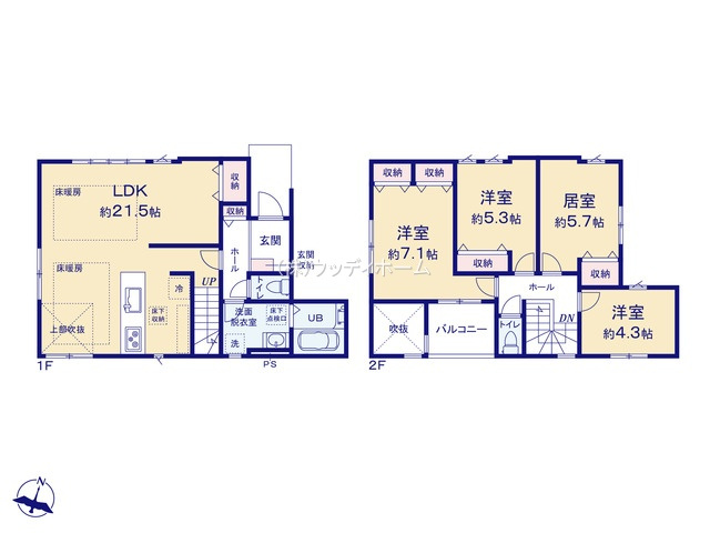 越谷市登戸町15期　新築一戸建ての間取り