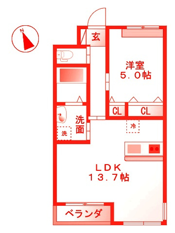 茅ヶ崎市菱沼２丁目の賃貸マンションの間取り