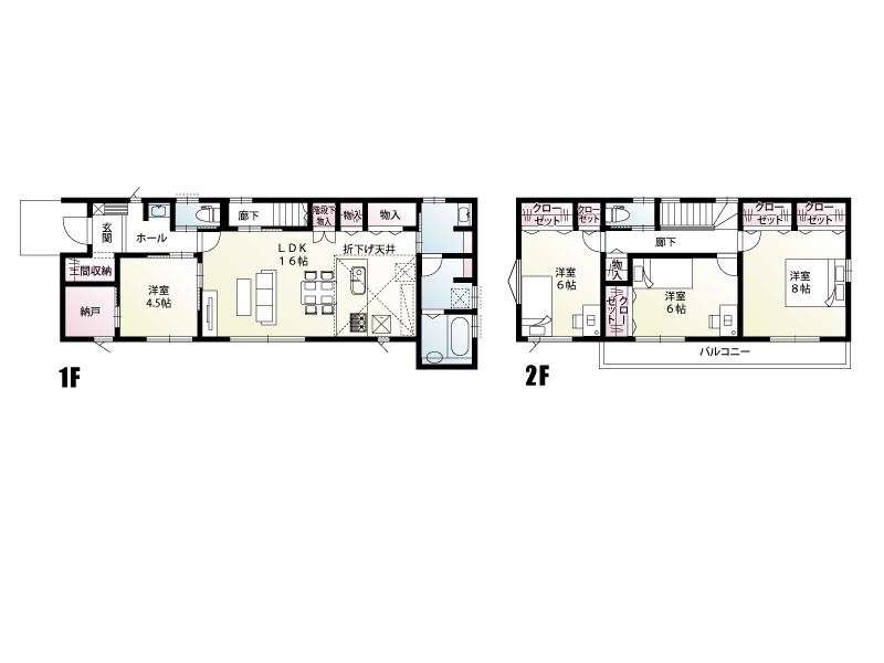 新築　藤岡市森　1区画　の間取り|建物面積33.81坪　洗面室・脱衣所分離型の間取り！！