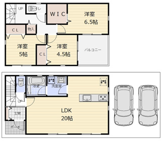 【間取り】 | 木津川市木津第32　新築戸建　2区画・1号棟
