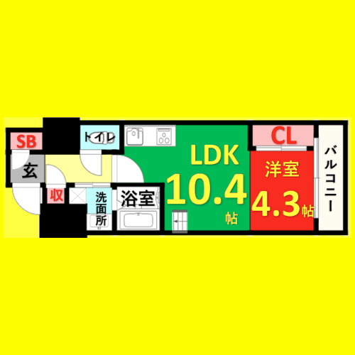 ドゥーエ千種　名古屋市賃貸　仲介手数料無料の間取り