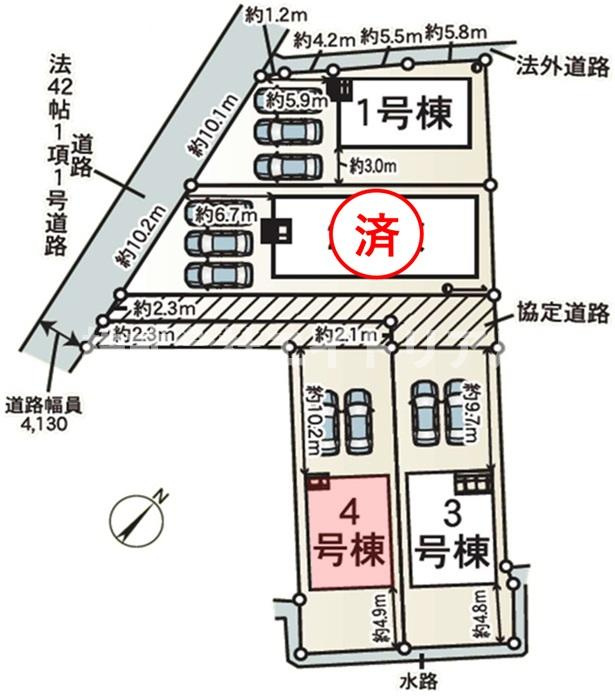美濃加茂市森山町　第4　新築戸建　全4棟の区画図