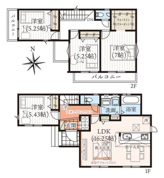 柏原市田辺１丁目の新築一戸建の間取り