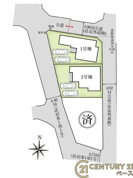 柏原市田辺１丁目の新築一戸建の区画図|■こちらの物件は２号棟です！■