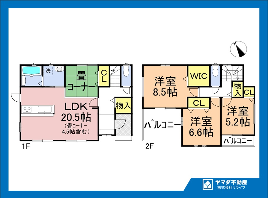 ファーストタウン　江南市第1今市場町　全2区画分譲の間取り|■1号棟　■ヤマダ不動産　株式会社リライフ　
■夢のマイホーム購入をフルサポートします！