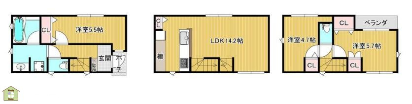 川口市川口5丁目　中古一戸建ての間取り
