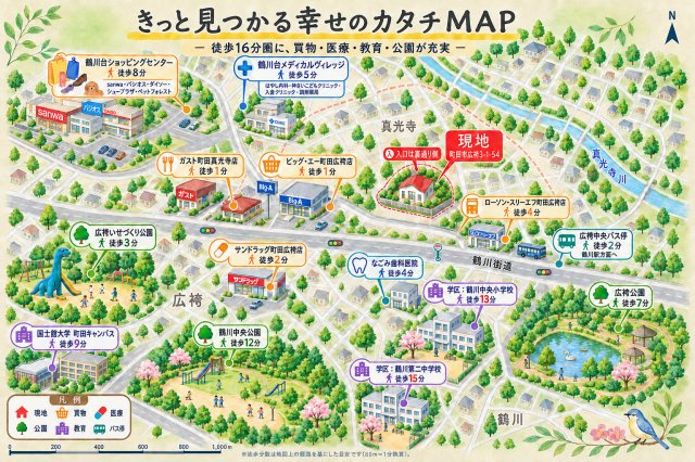 町田市広袴　令和３年リノベ戸建５LDK２台Ｐの区画図