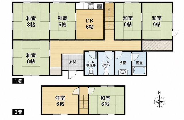 【間取り】 | 村上市檜原　車庫付き　6DK