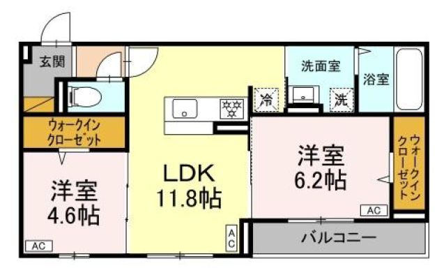 D-ROOM都賀2丁目Ⅱ－B棟の間取り