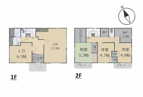 宇都宮市東浦町　5ＳＬＤＫ　中古住宅の間取り