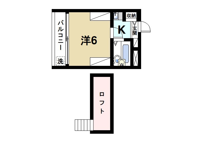 シティパレス佐保川Ｐ１の間取り|お一人暮らしにピッタリの1Ｋのお部屋です。