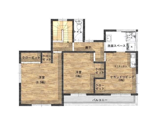 宇都宮市西川田本町４丁目　4ＬＤＫ　中古住宅の間取り