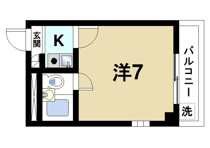 ホワイトパレスの間取り|お一人暮らしにピッタリの1Ｋのお部屋です。