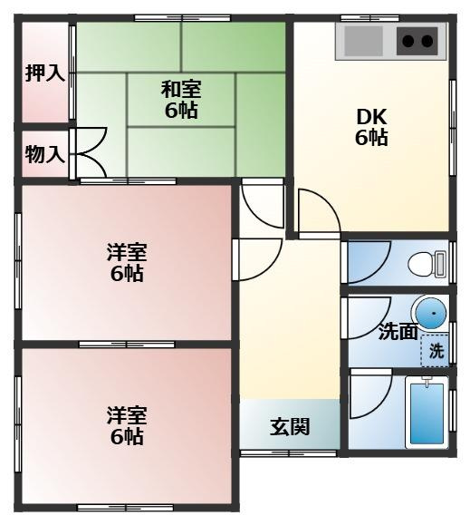下地町宮腰貸家の間取り