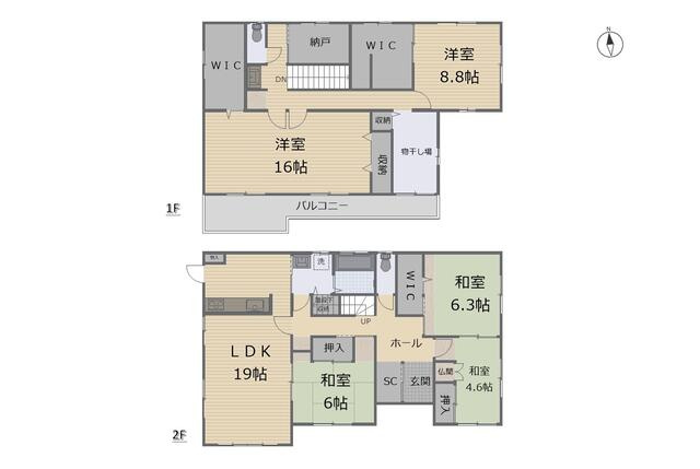 宇都宮市新里町　5ＳＬＤＫ　中古住宅の間取り