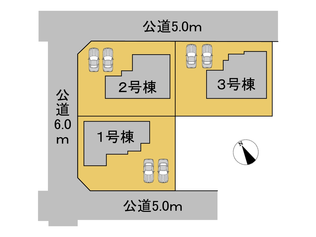 タマタウン　関市南天神　全3区画分譲の区画図|■区画図
■YAMADA電機の　ヤマダ不動産　株式会社リライフ　
いつでもお問合わせ下さい。