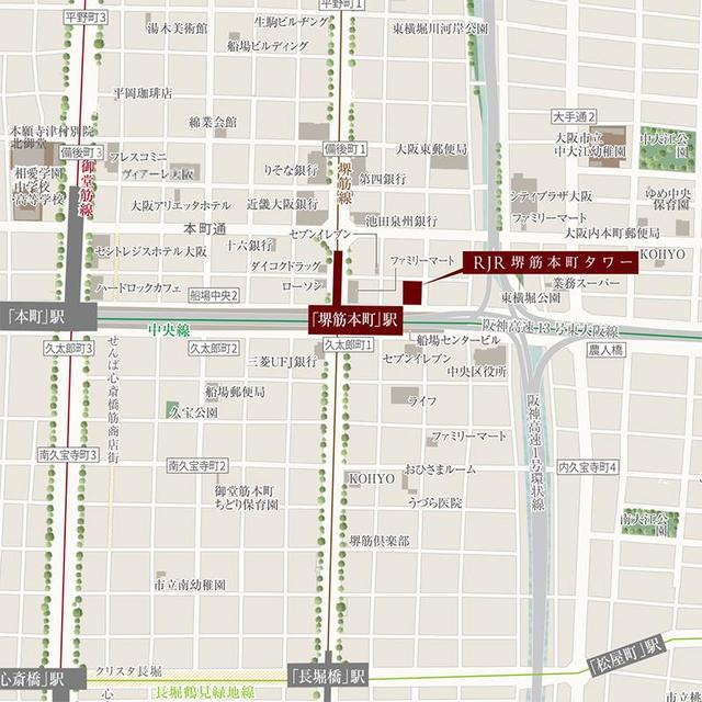 ＲＪＲ堺筋本町タワーの地図