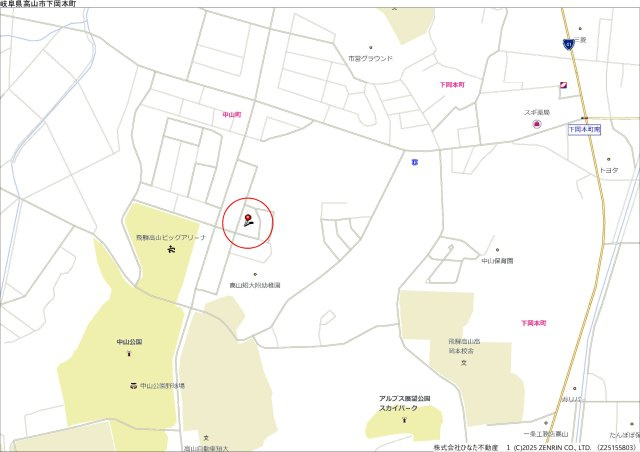 11/17新規　土地　高山市中山町　1045万の地図