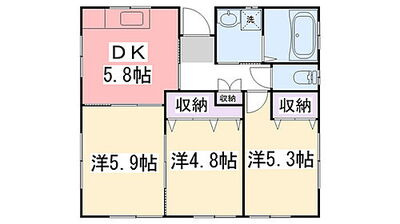 久留米市西町の一戸建ての間取り