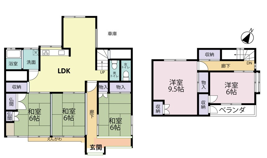 東区中山6丁目　中古戸建の間取り|※間取図は現況を優先いたします