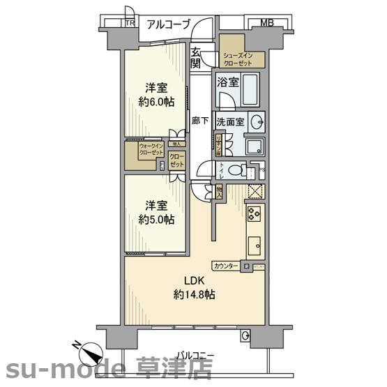 【間取り】 | ブランズシティ南草津 | ゆったりとした間取りです