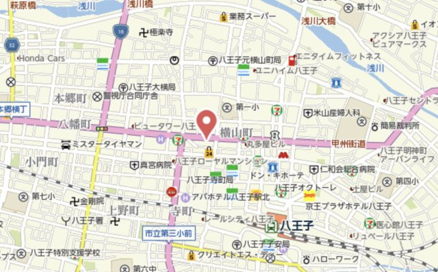 『八王子市マンション』グエルスクエア八王子【仲介手数料無料】　八王子市横山町10-17の地図|～仲介手数料無料☆八王子ひなた不動産～グエルスクエア八王子