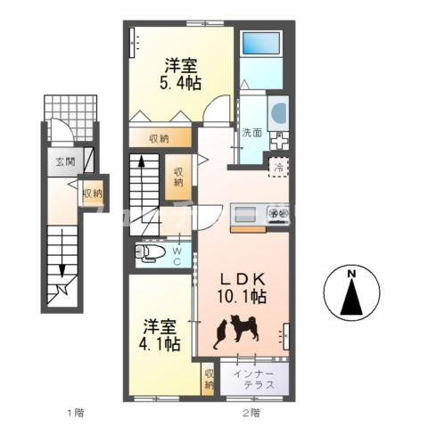 仮）ひたちなか市勝倉新築アパートＢ棟の間取り