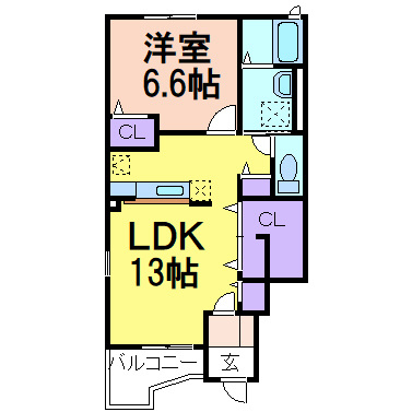 アスカ　Ａ棟の間取り|掲載写真は同建物・反転タイプのお部屋です。現況優先といたします。