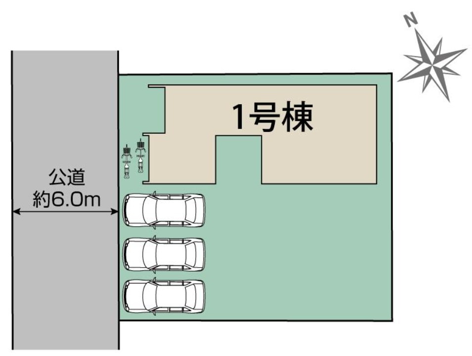 ブルーミングガーデン宇都宮市石井町の区画図|敷地面積：215.45㎡　接道：西側6.0ｍ(公道)