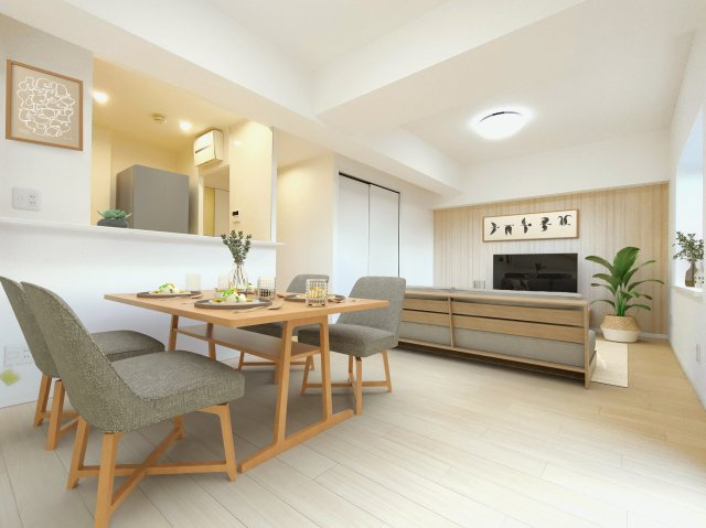 ライオンズマンション鶴舞の居間・リビング|弊社施工事例(バーチャル家具配置図)