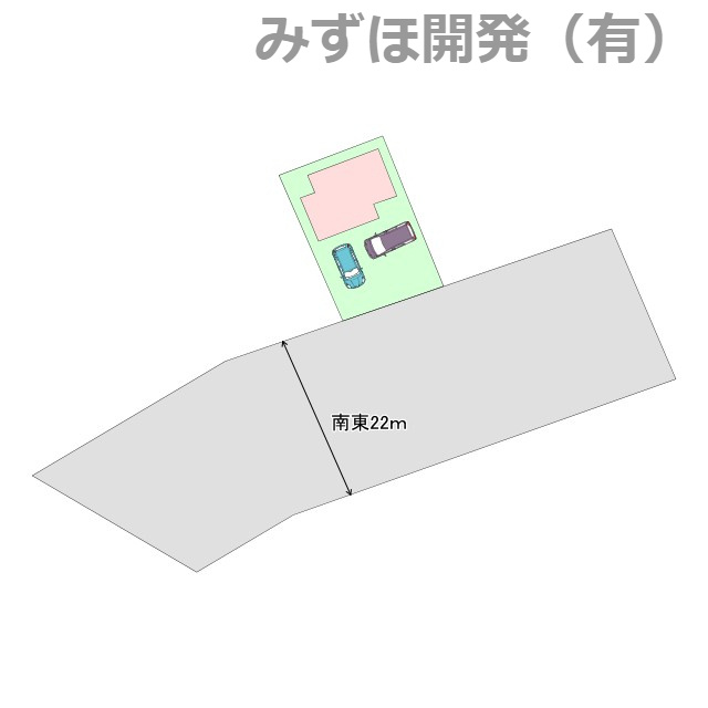 仙台市青葉区川平5丁目7-6の区画図|前面道路南東22ｍ