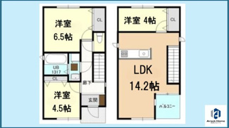 【間取り】 | 川村町３５０ＫＯＤＡＴＥＸⅠＢ棟