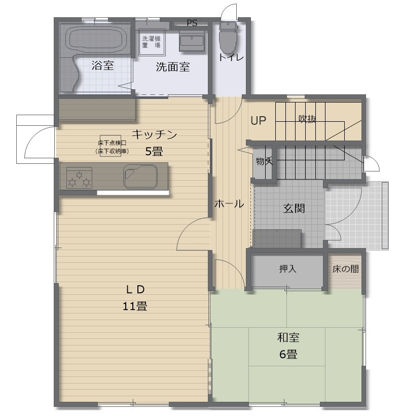久米郡美咲町打穴　中古住宅4LDKの間取り|1F