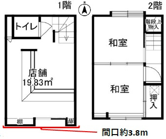 曽根崎2丁目店舗戸建の間取り