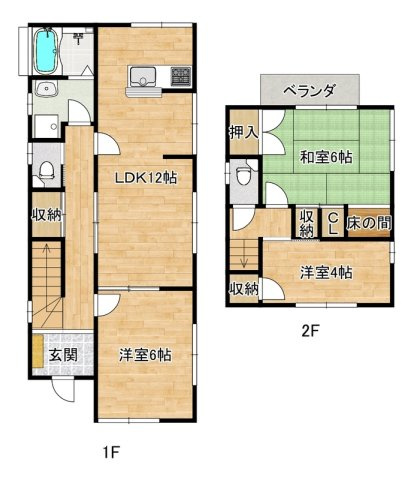 山田町小部南山貸家の間取り