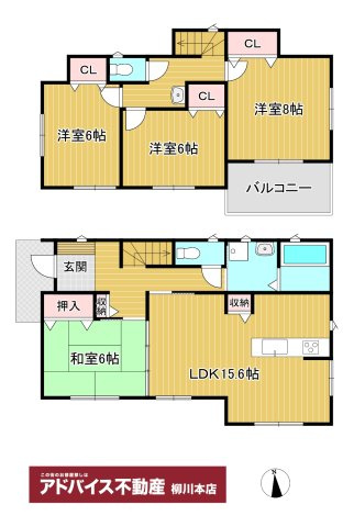 柳川市筑紫町の新築一戸建の間取り