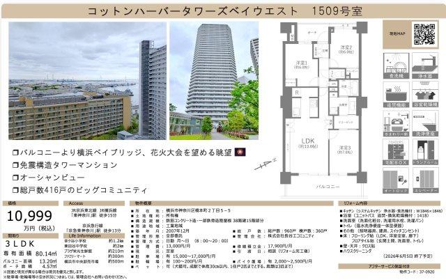 コットンハーバータワーズベイウエスト★仲介手数料無料★|仲介手数料無料！お問合せ下さい/080-7058-7312 