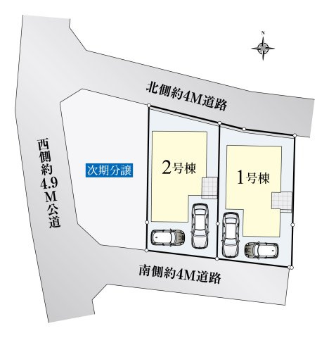 板橋区赤塚7丁目 全3棟 2号棟の区画図| 【開放感溢れる上質でゆとりある敷地に誕生する新築戸建】
南向きで陽当り良好♪♪
