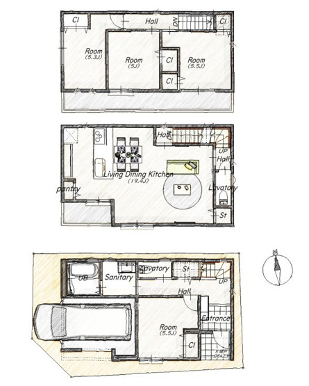 【間取り】 | 平野区平野本町4丁目 | 【全洋室4LDK＋南向きバルコニー☆】LDKゆったり19.4帖！スーパー徒歩3分圏内♪2WAYアクセス可能です♪