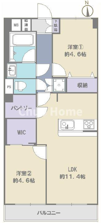 中銀新葛西マンシオンの間取り|5階部分・南向きにつきまして日当り・通風・眺望良好。新規リノベーション施工が完了致しましたのでいつでも内覧が可能です。