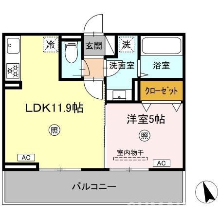 合志市須屋のアパートの間取り