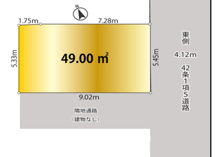 【間取り】 | 江北１棟 | 角地に位置し、日当り良好です