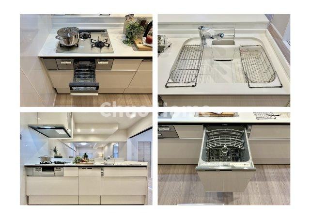 シティコープ西葛西のキッチン|【システムキッチン】ワイドで収納豊富な使い勝手の良いカウンターキッチンには、食洗器・伸縮タイプのキッチン水栓、三ツ口コンロ・魚焼きグリルなどの便利な設備が標準完備されています。
