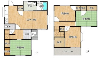 南東角地で陽当たり良好　大久保町西島　中古戸建の間取り