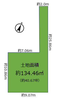 伊勢町　売土地の土地図|土地面積約134.46㎡