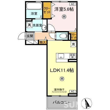D-ROOM須屋（トリシア）の間取り