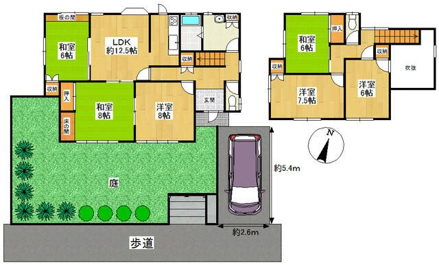 八幡市西山丸尾貸家の間取り