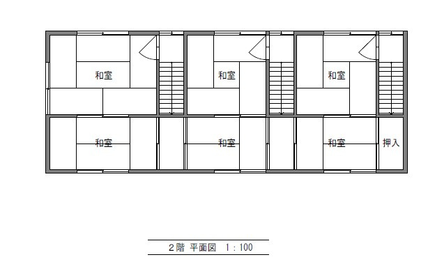 3軒長屋の借家の間取り