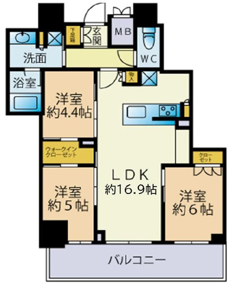 【間取り】 | ジオタワー大阪十三 | 令和８年１月建築・陽当り＆眺望良好・ペット飼育可・設備/共用部充実