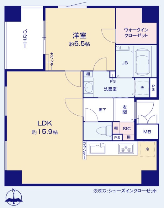 ユニーブル池袋リ・ノヴァスの間取り|ユニーブル池袋リ・ノヴァス：西向き角部屋！バス・トイレ別１ＬＤＫリノベーション物件は全居室６．５帖以上の暮らしやすいお部屋です！